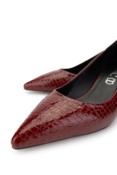  Tamer Tanca Kadın Hakiki Deri Bordo Stiletto Ayakkabı