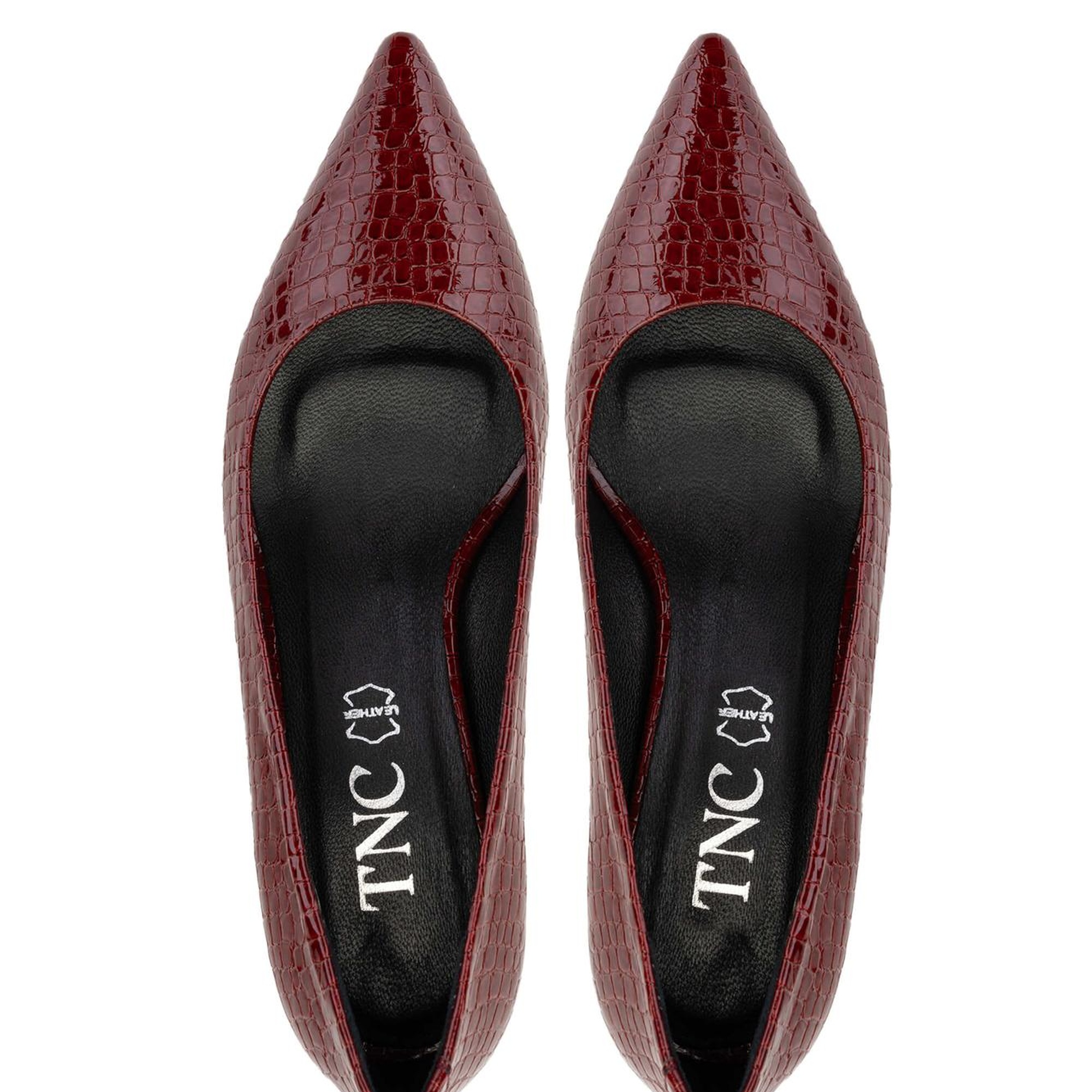 Tamer Tanca Kadın Hakiki Deri Bordo Stiletto Ayakkabı