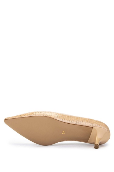  Tamer Tanca Kadın Hakiki Deri Bej Stiletto Ayakkabı