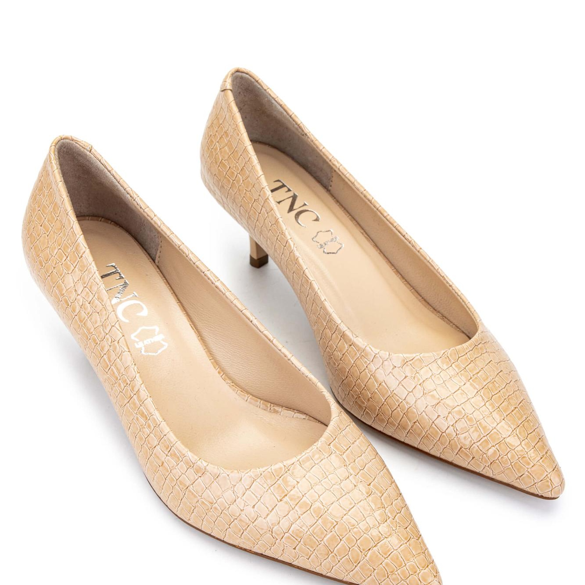 Tamer Tanca Kadın Hakiki Deri Bej Stiletto Ayakkabı