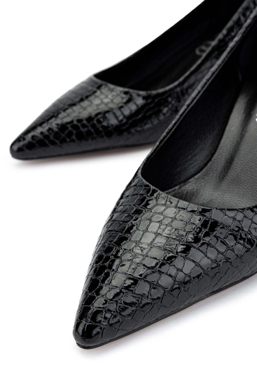  Tamer Tanca Kadın Hakiki Deri Siyah Stiletto Ayakkabı