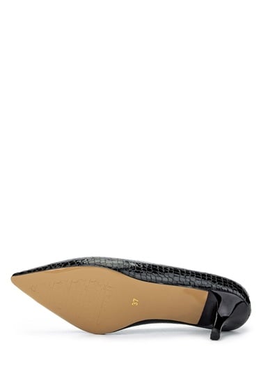  Tamer Tanca Kadın Hakiki Deri Siyah Stiletto Ayakkabı