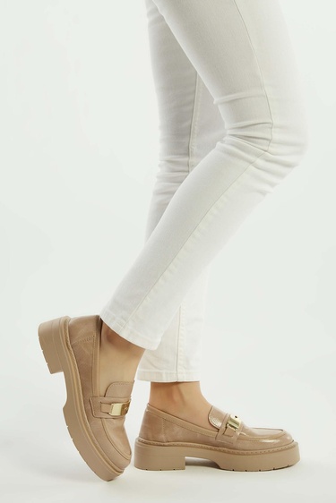  Tamer Tanca Kadın Vegan Nude Loafer Ayakkabı