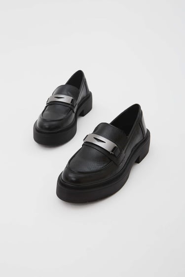  Tamer Tanca Kadın Vegan Siyah Loafer Ayakkabı