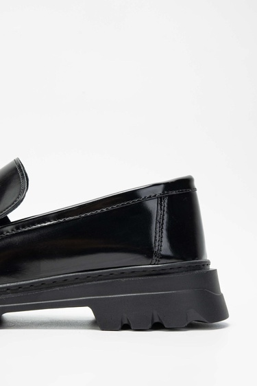  Tamer Tanca Kadın Vegan Siyah Açma Loafer Ayakkabı