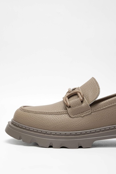  Tamer Tanca Kadın Vegan Bej Loafer Ayakkabı