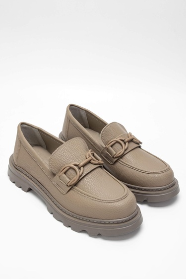  Tamer Tanca Kadın Vegan Bej Loafer Ayakkabı