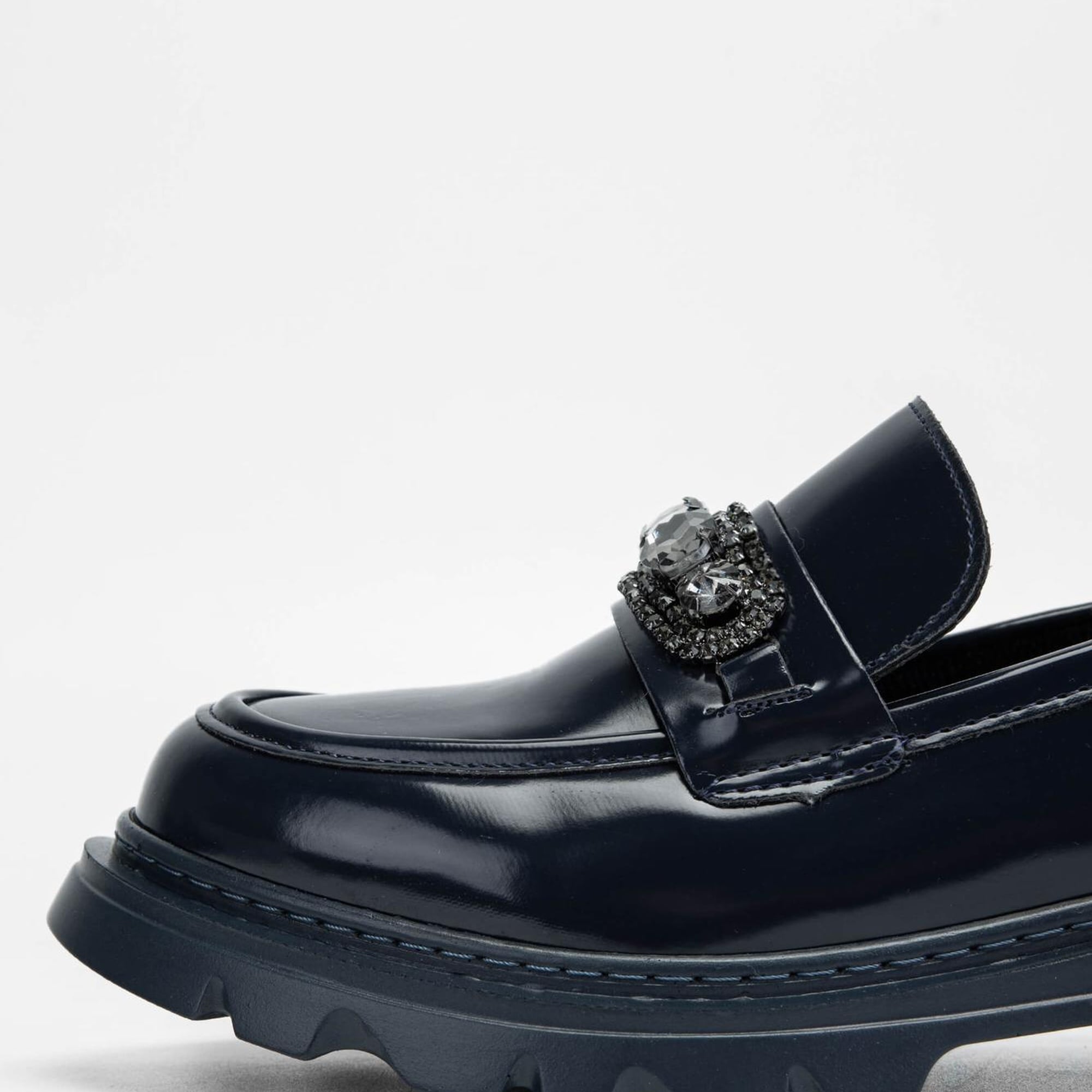 Tamer Tanca Kadın Vegan Lacivert Loafer Ayakkabı