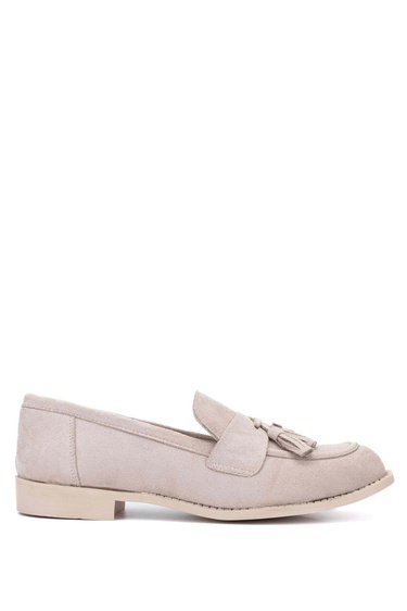  Tamer Tanca Kadın Vegan Bej Loafer Ayakkabı