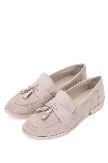  Tamer Tanca Kadın Vegan Bej Loafer Ayakkabı