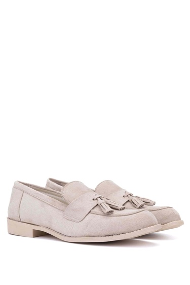  Tamer Tanca Kadın Vegan Bej Loafer Ayakkabı