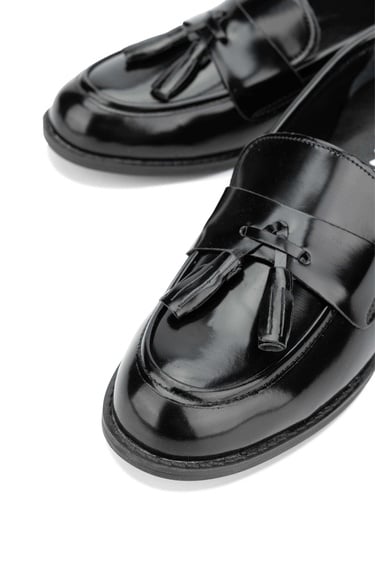  Tamer Tanca Kadın Vegan Siyah Açma Loafer Ayakkabı