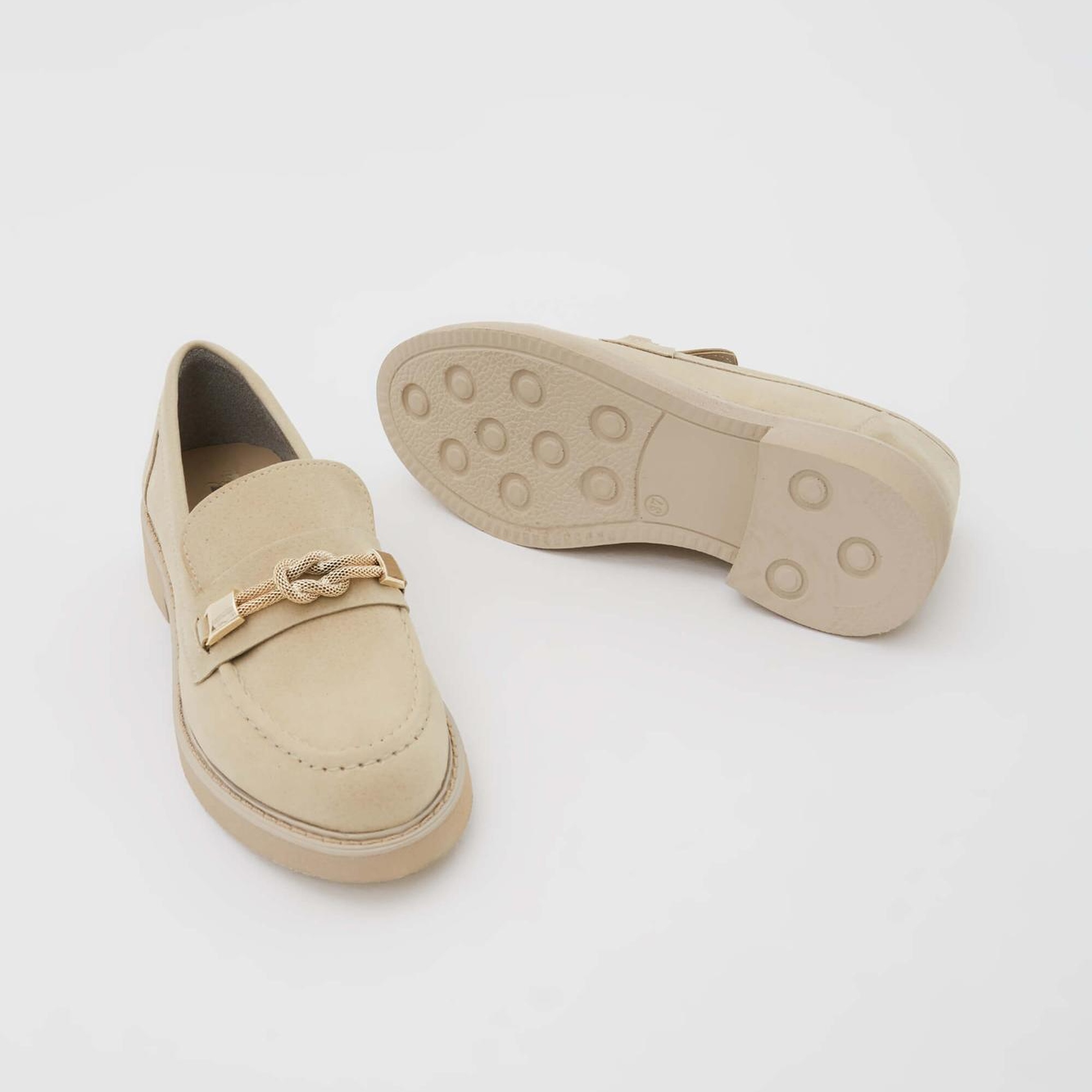 Tamer Tanca Kadın Vegan Bej Loafer Ayakkabı