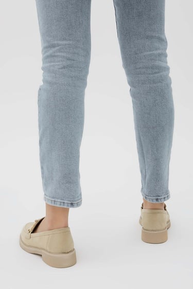  Tamer Tanca Kadın Vegan Bej Loafer Ayakkabı