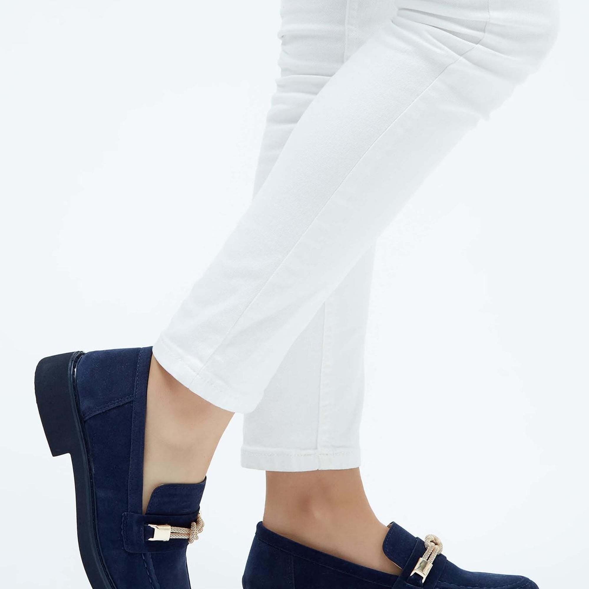 Tamer Tanca Kadın Vegan Lacivert Süet Loafer Ayakkabı