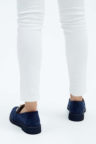  Tamer Tanca Kadın Vegan Lacivert Süet Loafer Ayakkabı