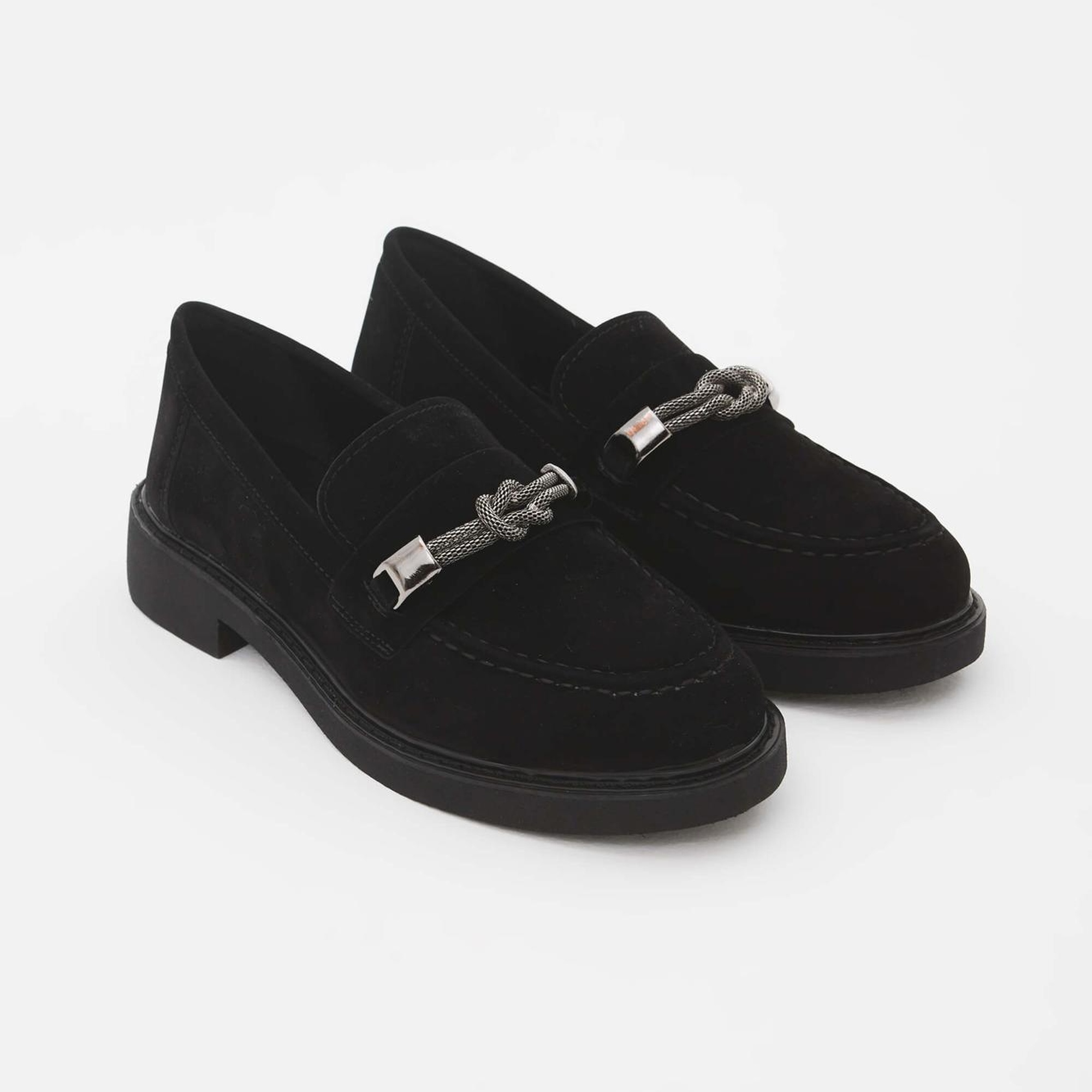 Tamer Tanca Kadın Vegan Siyah Süet Loafer Ayakkabı