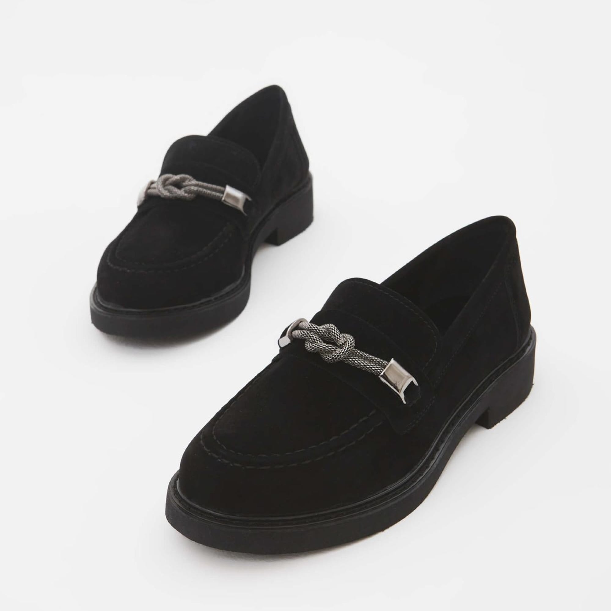 Tamer Tanca Kadın Vegan Siyah Süet Loafer Ayakkabı