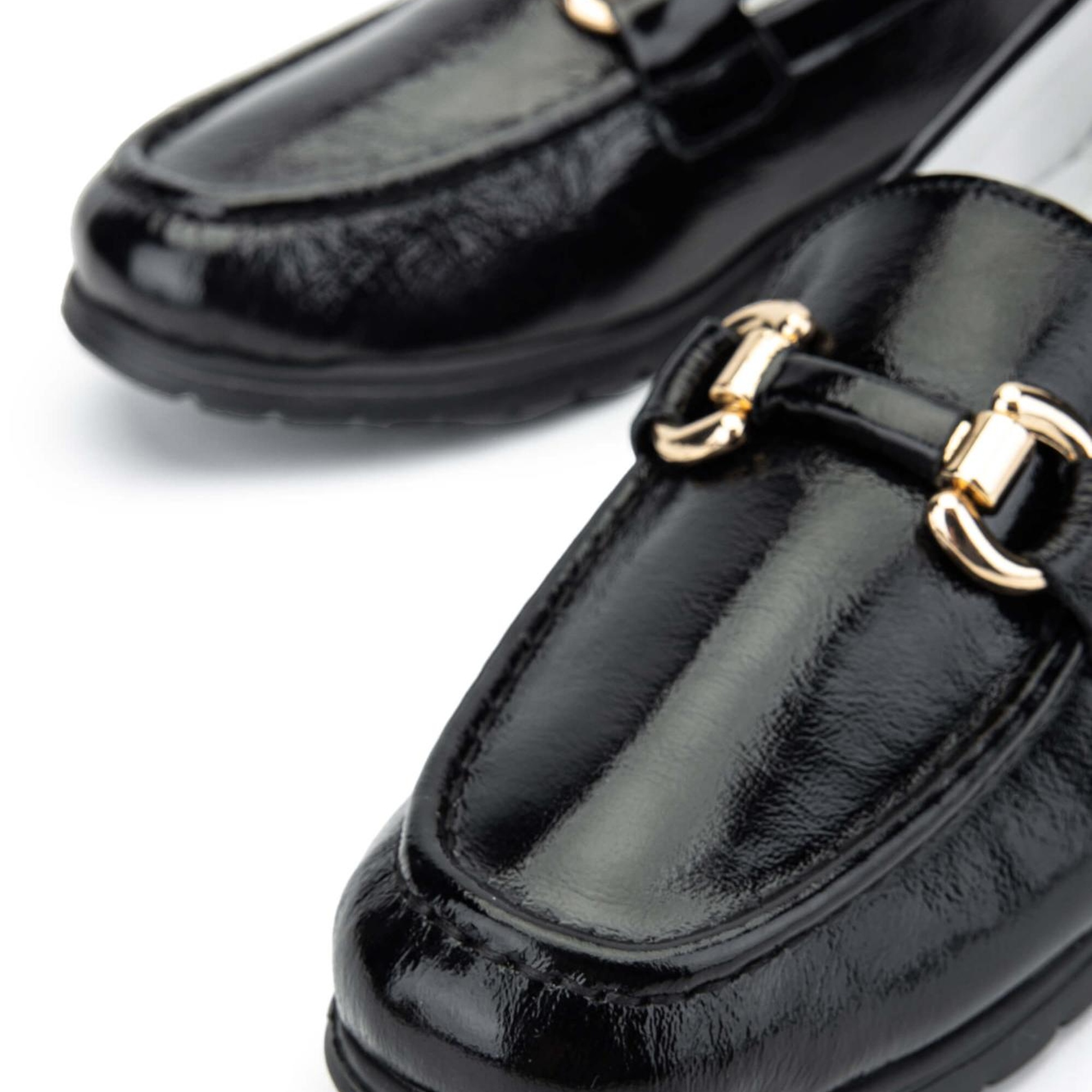 Tamer Tanca Kadın Hakiki Deri Siyah Rugan Loafer Ayakkabı