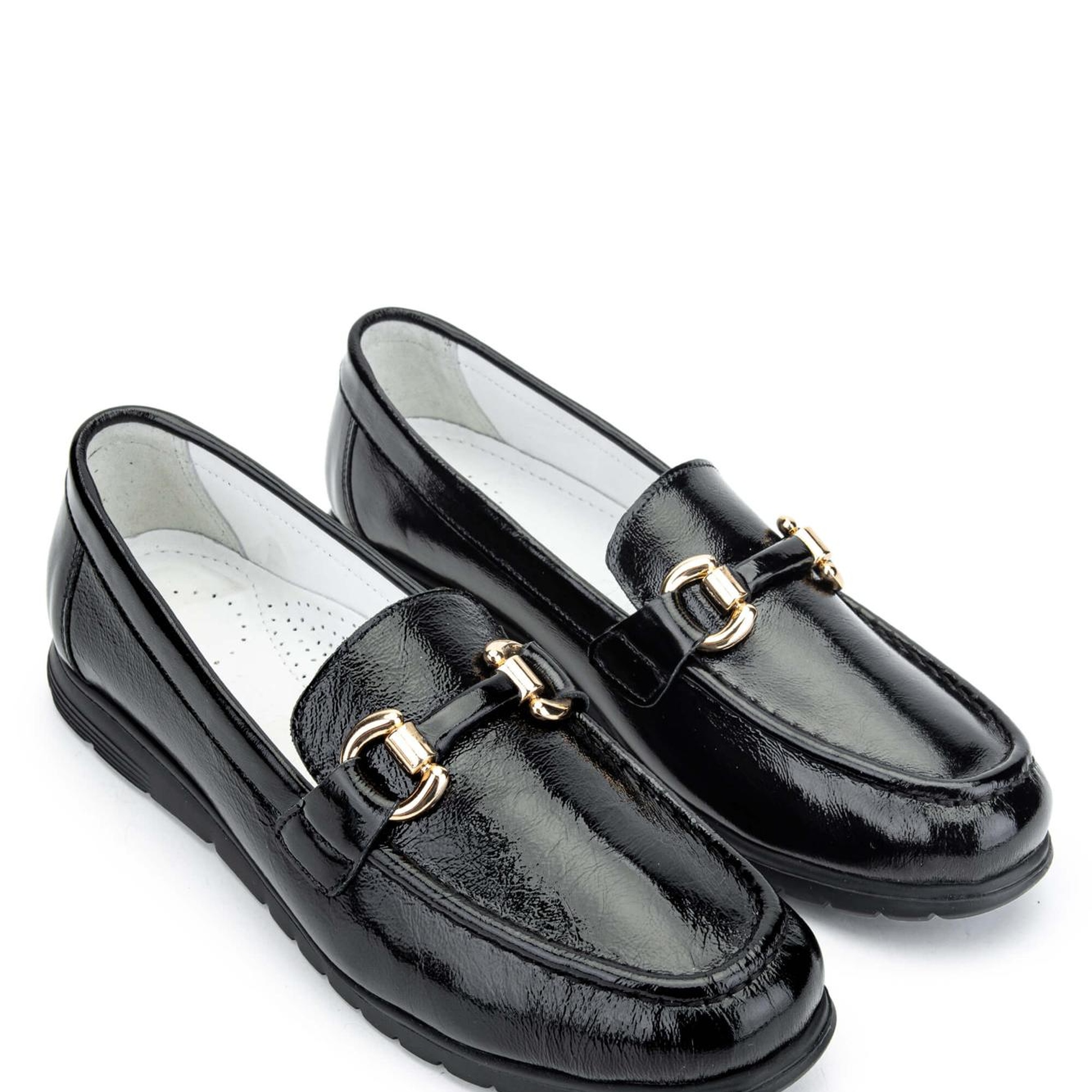 Tamer Tanca Kadın Hakiki Deri Siyah Rugan Loafer Ayakkabı