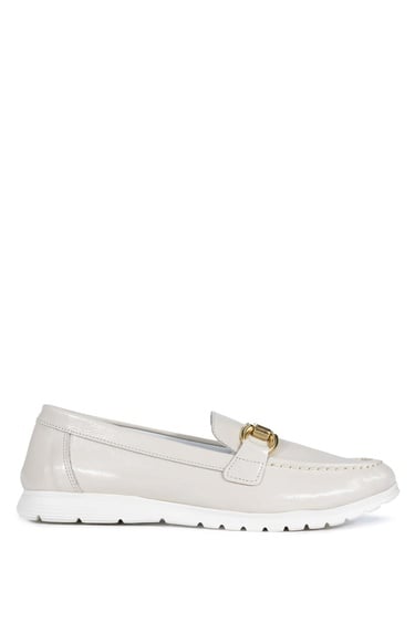  Tamer Tanca Kadın Hakiki Deri Bej Loafer Ayakkabı