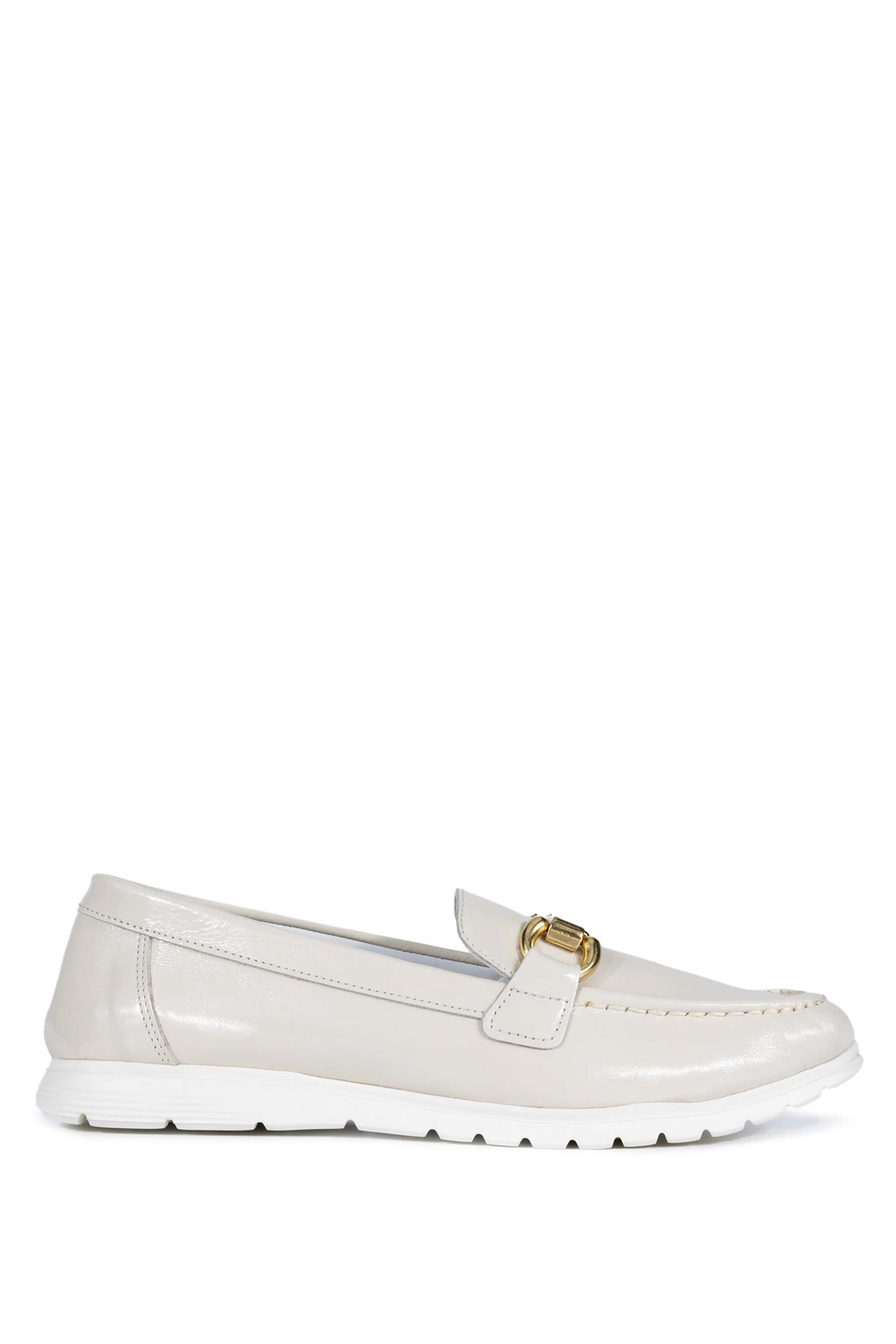  Tamer Tanca Kadın Hakiki Deri Bej Loafer Ayakkabı