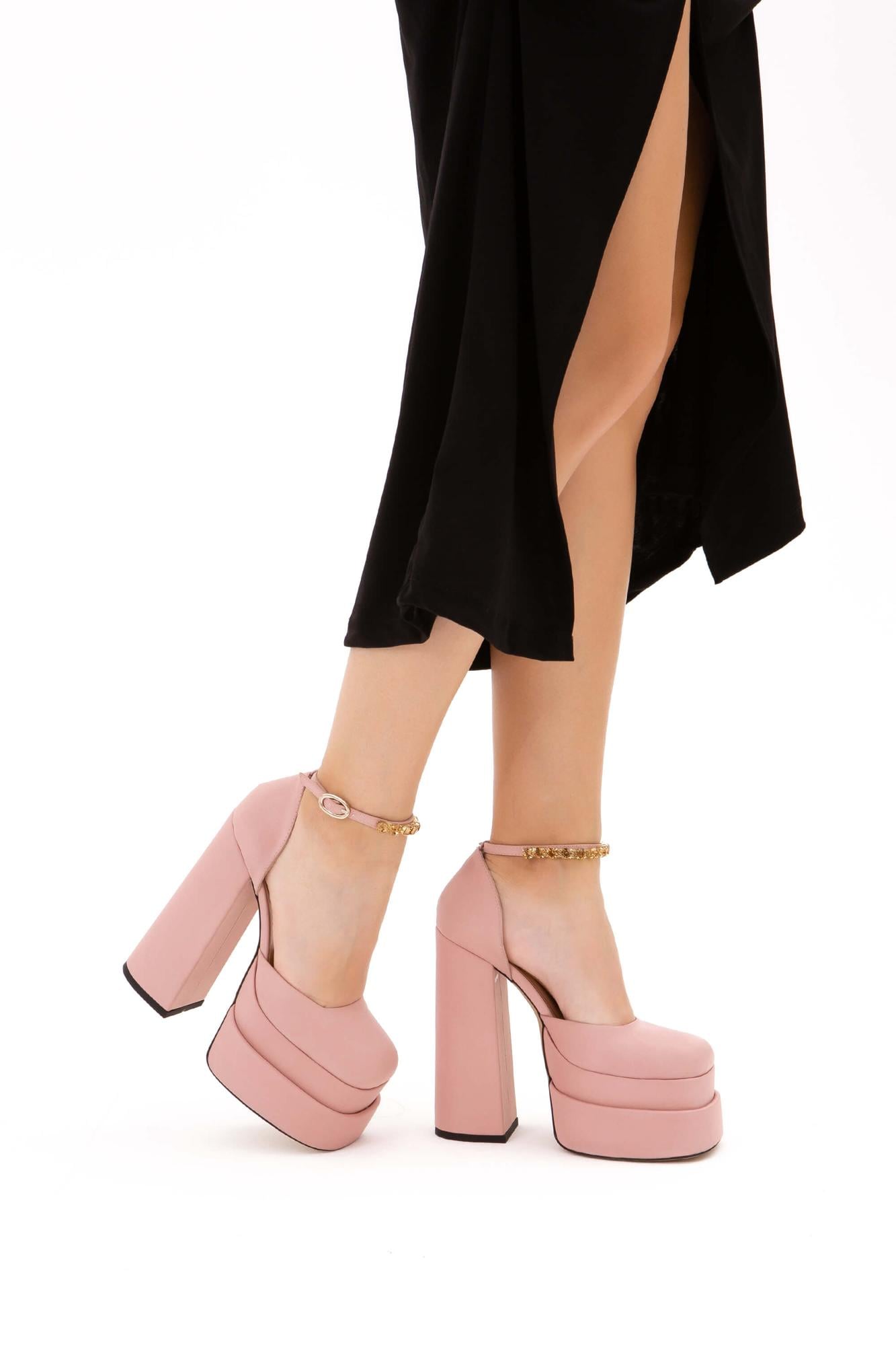  Tamer Tanca Kadın Hakiki Deri Pembe Platform Ayakkabı