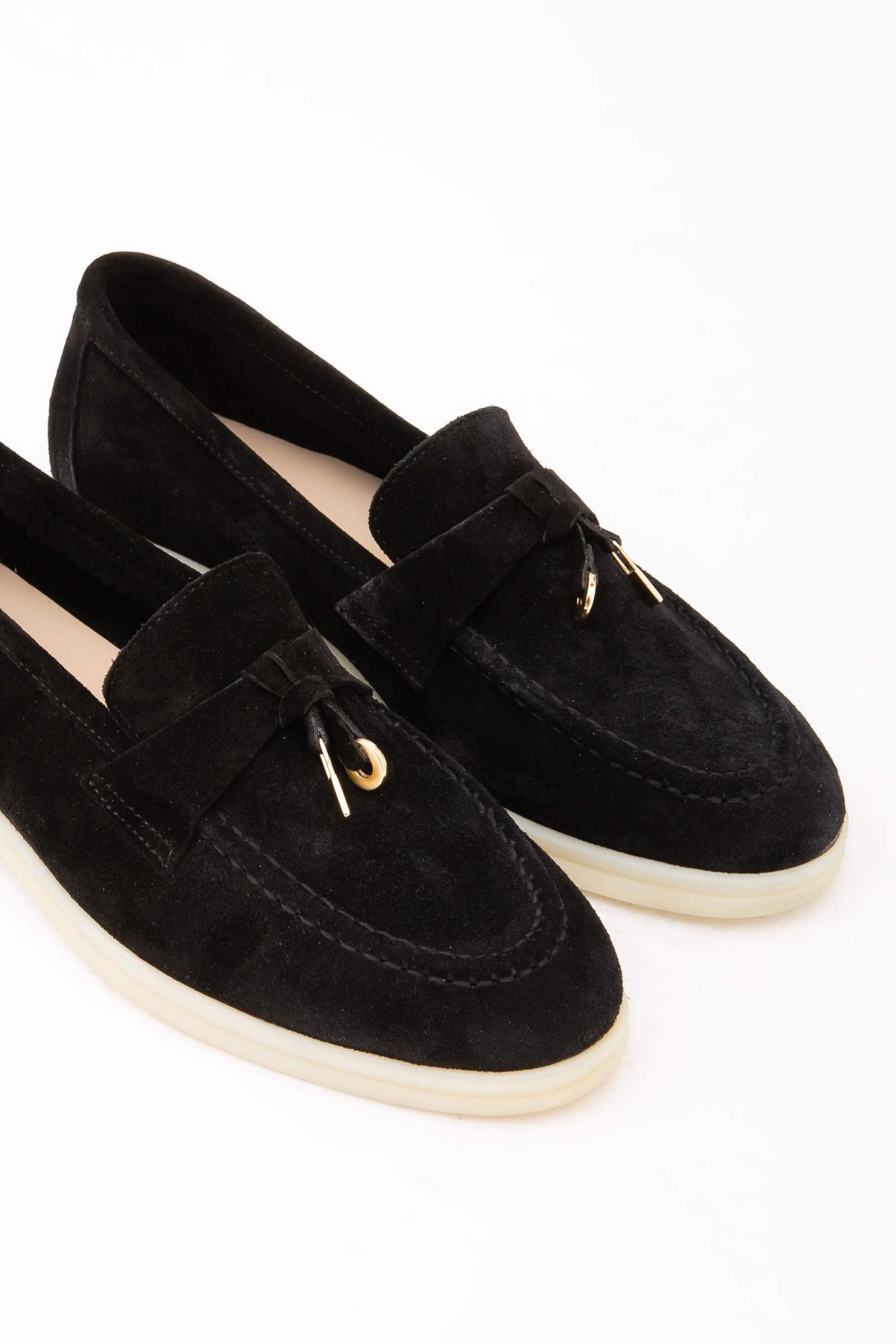  Tamer Tanca Kadın Hakiki Deri Siyah Loafer Ayakkabı