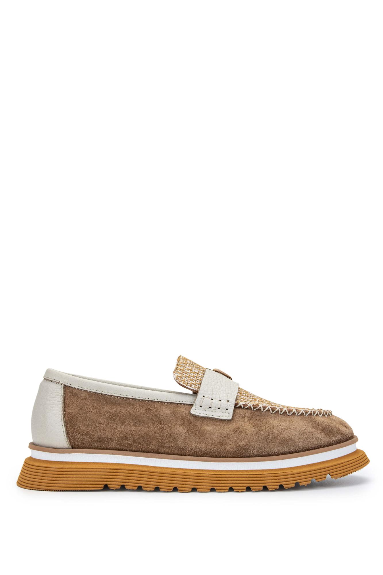  Tamer Tanca Kadın Hakiki Deri Tütün Süet Loafer Ayakkabı