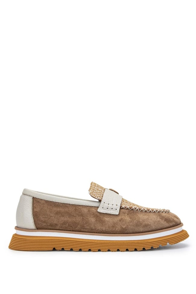  Tamer Tanca Kadın Hakiki Deri Tütün Süet Loafer Ayakkabı