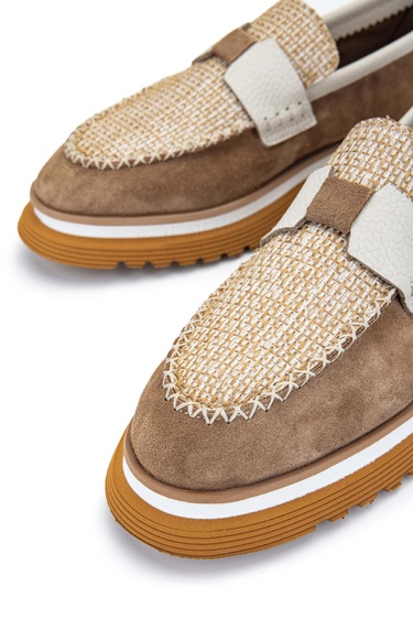  Tamer Tanca Kadın Hakiki Deri Tütün Süet Loafer Ayakkabı