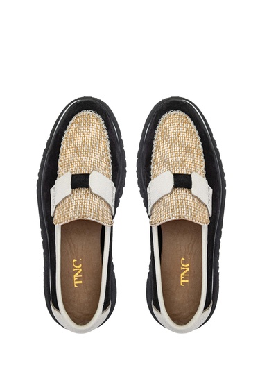  Tamer Tanca Kadın Hakiki Deri Siyah Süet Loafer Ayakkabı