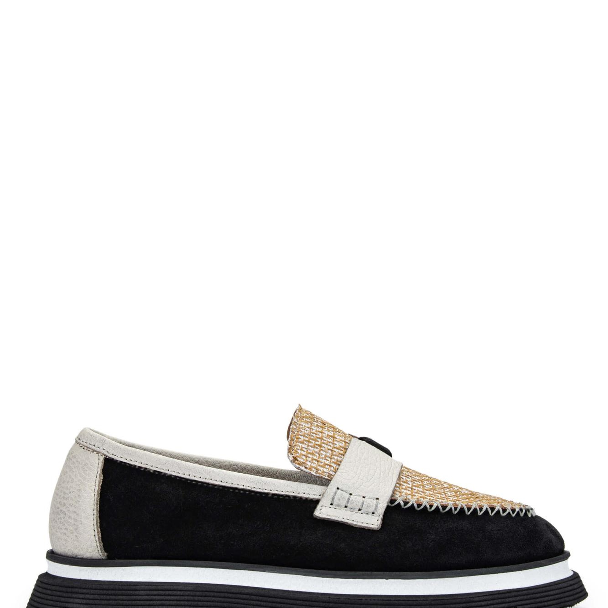 Tamer Tanca Kadın Hakiki Deri Siyah Süet Loafer Ayakkabı