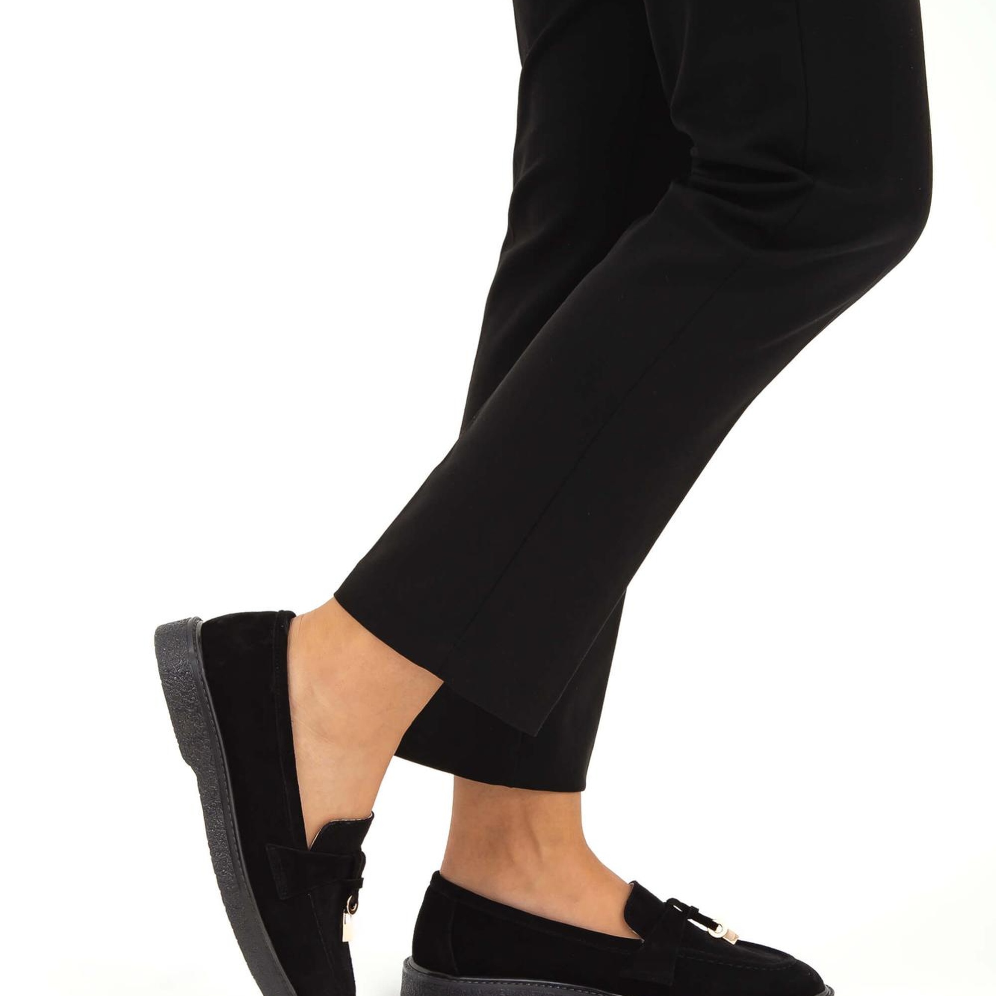 Tamer Tanca Kadın Hakiki Deri Siyah Süet Loafer Ayakkabı