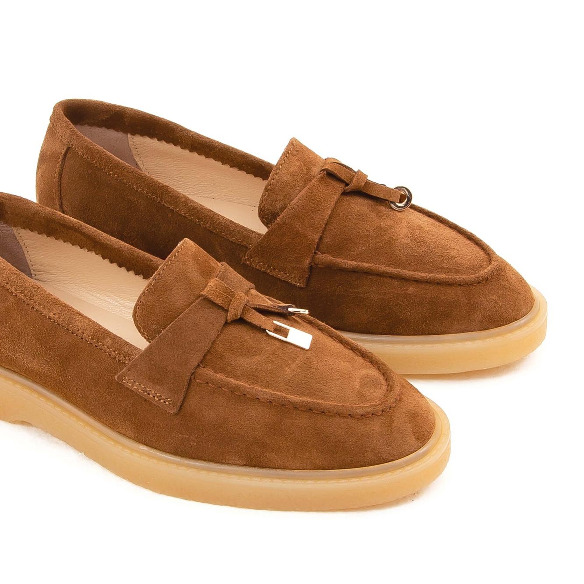 Tamer Tanca Kadın Hakiki Deri Taba Süet Loafer Ayakkabı