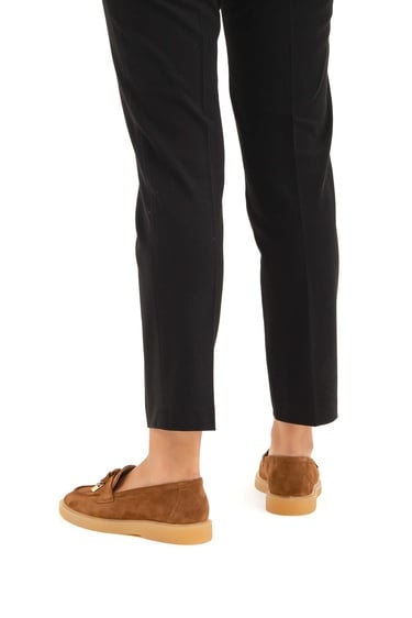  Tamer Tanca Kadın Hakiki Deri Taba Süet Loafer Ayakkabı