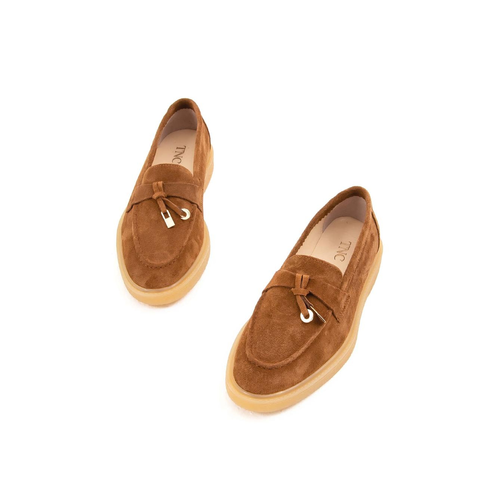 Tamer Tanca Kadın Hakiki Deri Taba Süet Loafer Ayakkabı