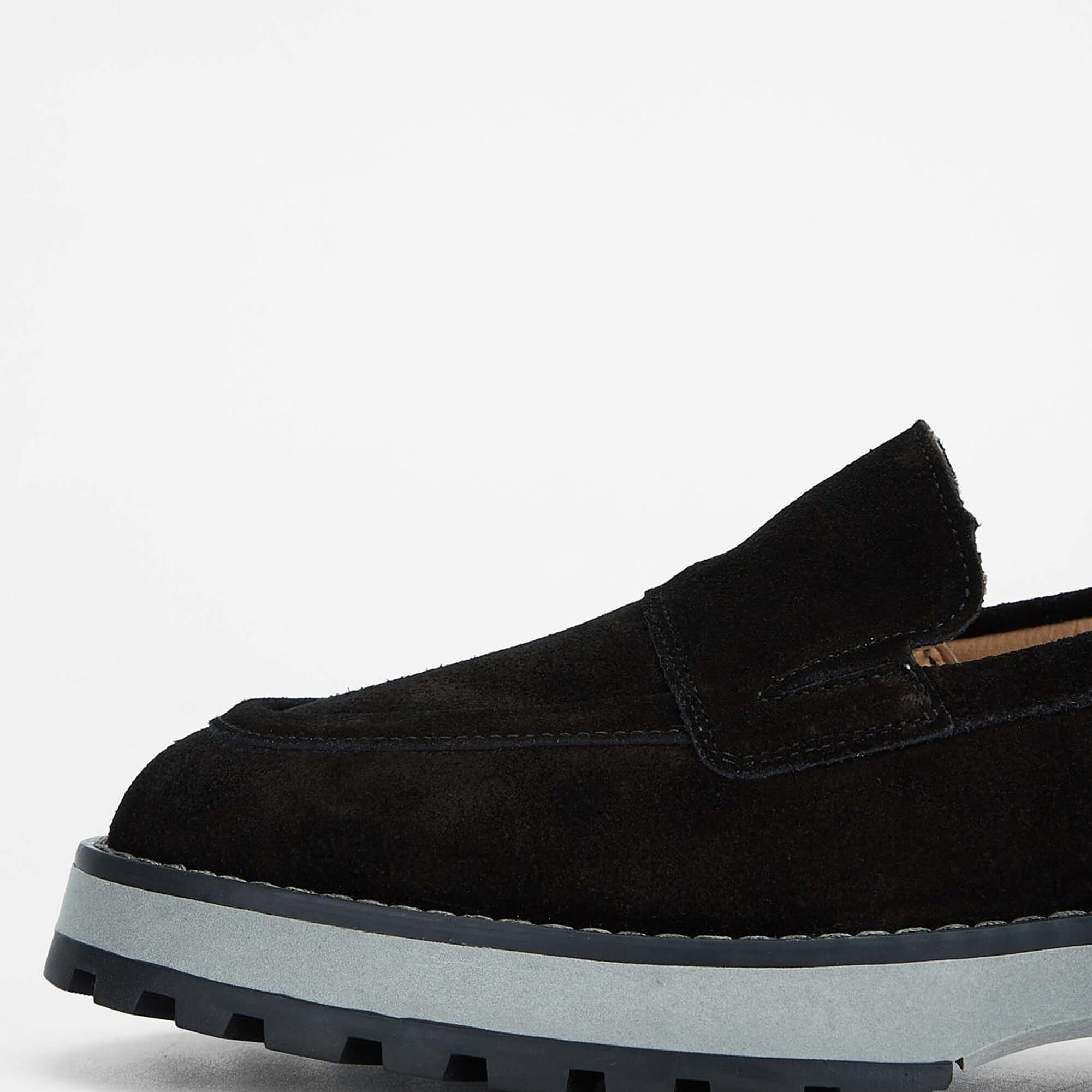 Tamer Tanca Kadın Hakiki Deri Siyah Süet Loafer Ayakkabı