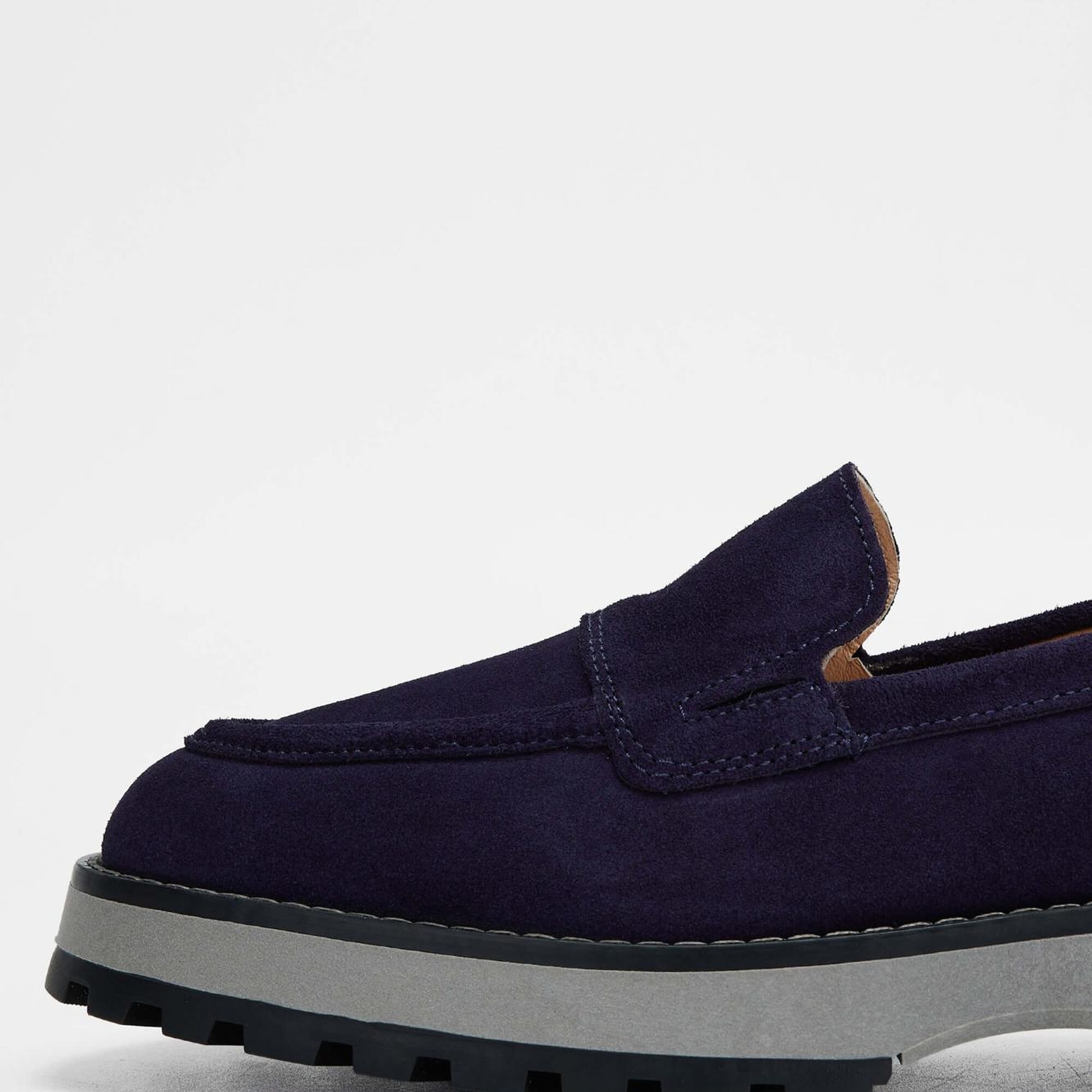 Tamer Tanca Kadın Hakiki Deri Lacivert Süet Loafer Ayakkabı