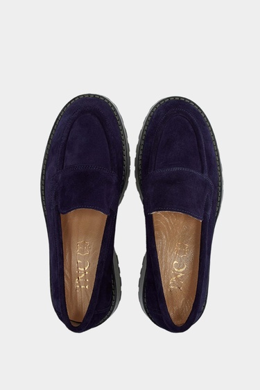  Tamer Tanca Kadın Hakiki Deri Lacivert Süet Loafer Ayakkabı