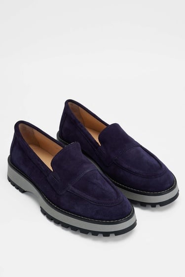 Tamer Tanca Kadın Hakiki Deri Lacivert Süet Loafer Ayakkabı