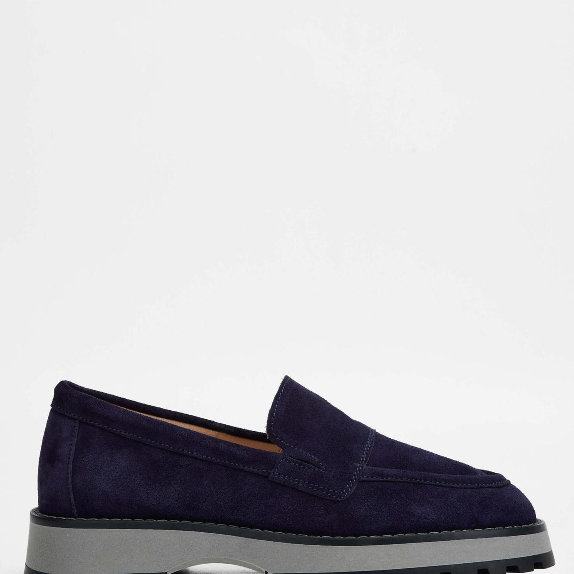 Tamer Tanca Kadın Hakiki Deri Lacivert Süet Loafer Ayakkabı