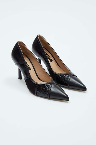  Tamer Tanca Kadın Vegan Siyah Stiletto Ayakkabı