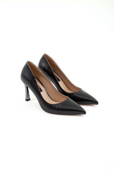  Tamer Tanca Kadın Vegan Siyah Stiletto Ayakkabı