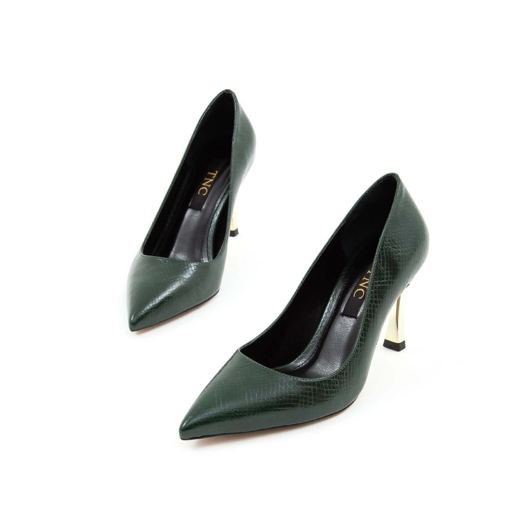 Tamer Tanca Kadın Vegan Yeşil Yılan Stiletto Ayakkabı