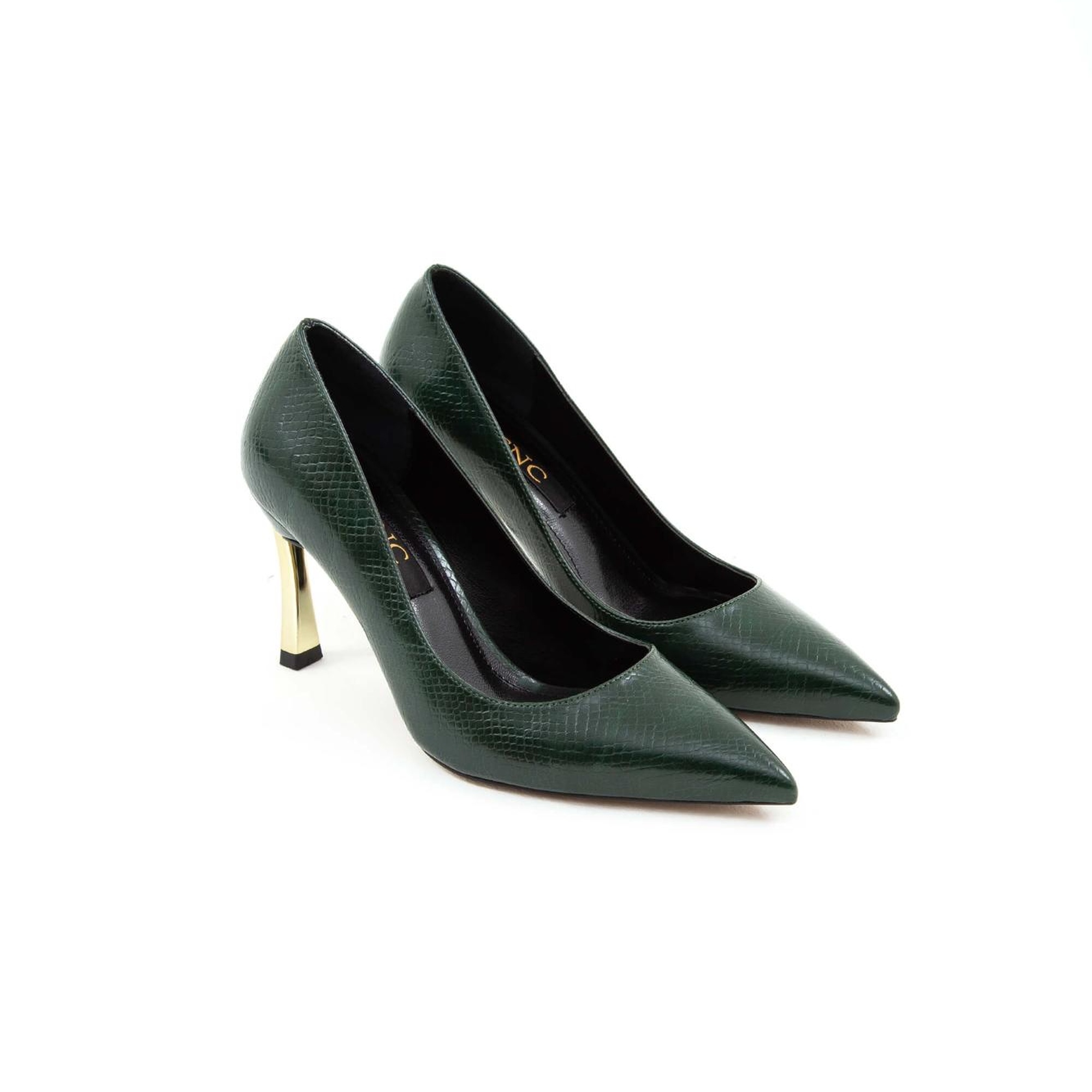 Tamer Tanca Kadın Vegan Yeşil Yılan Stiletto Ayakkabı