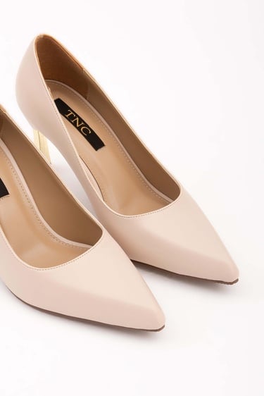  Tamer Tanca Kadın Vegan Bej Stiletto Ayakkabı