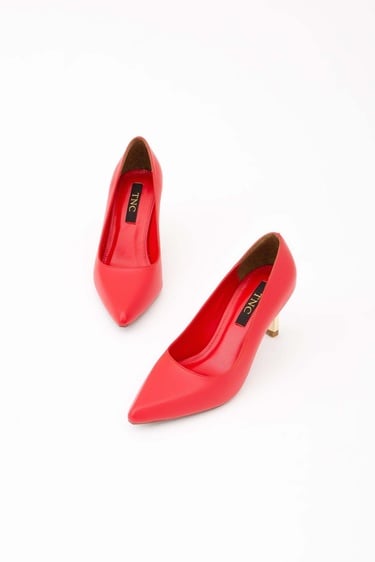  Tamer Tanca Kadın Vegan Kırmızı Stiletto Ayakkabı