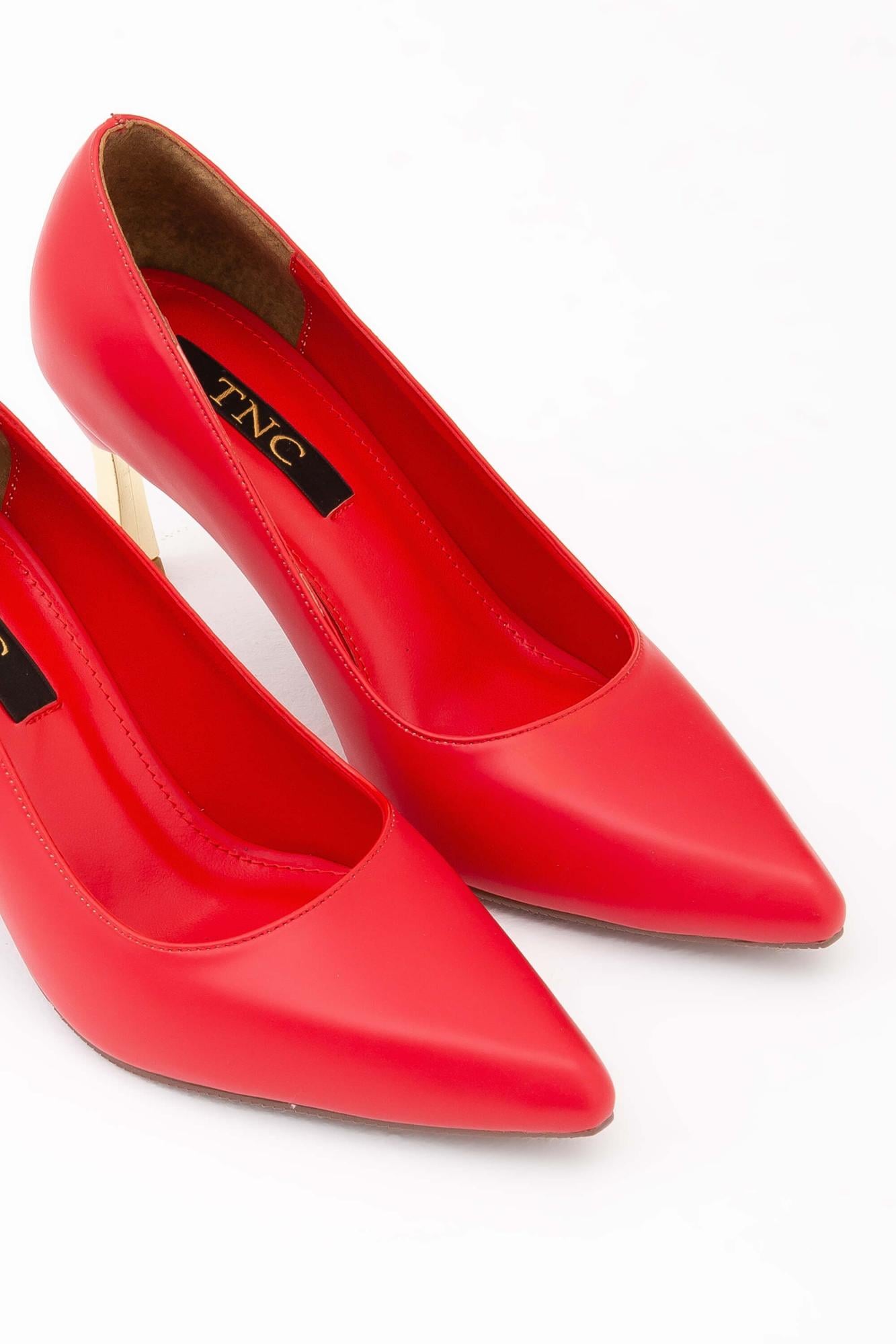  Tamer Tanca Kadın Vegan Kırmızı Stiletto Ayakkabı