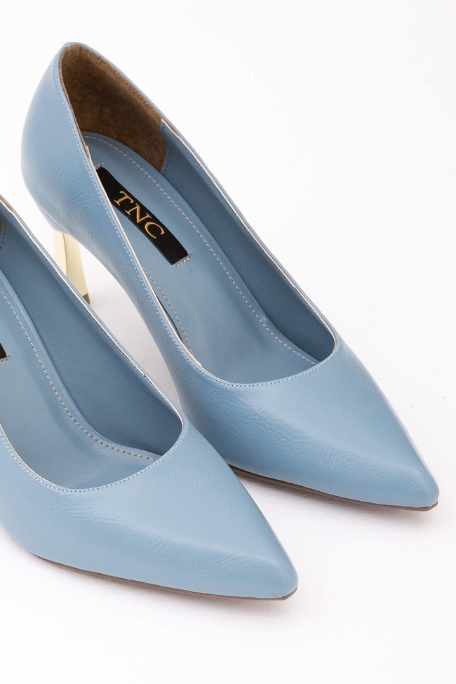  Tamer Tanca Kadın Vegan Mavi Stiletto Ayakkabı